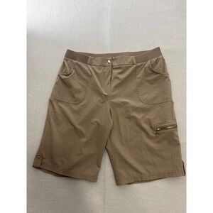 Chicos Zenergy Womens Brown Elastic Waist Cargo Hiking Shorts Size 2 L Large